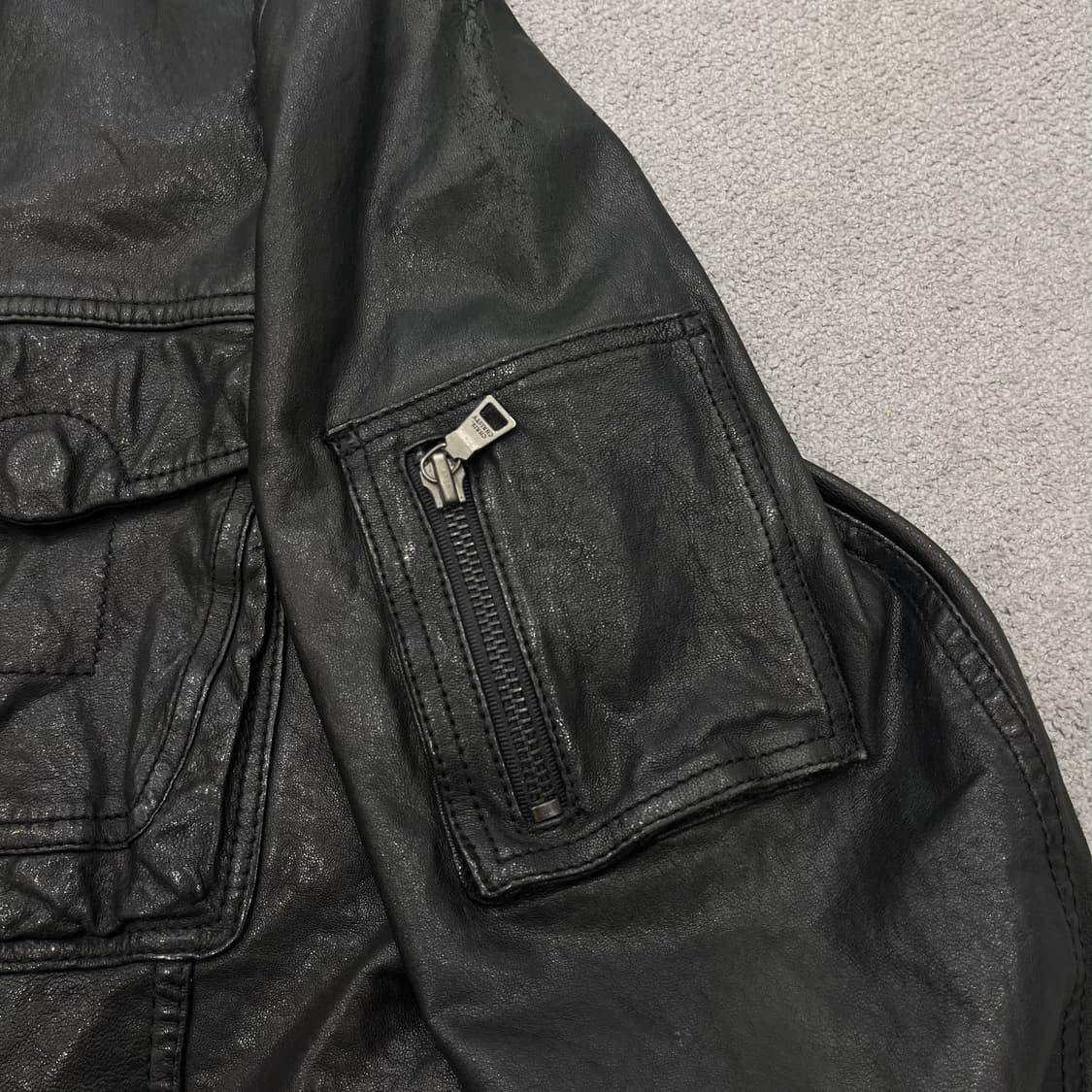 100 빈티지 양가죽 쿼드포켓 레더자켓 상품이미지3