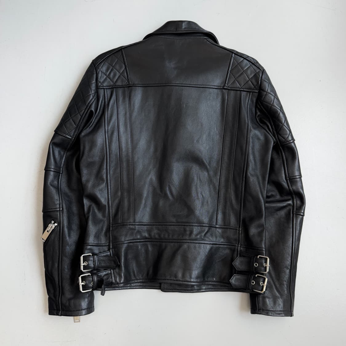 사선 바이커 멀티지퍼 리얼레더 이태리 램스킨 라이더 가죽자켓 상품이미지3