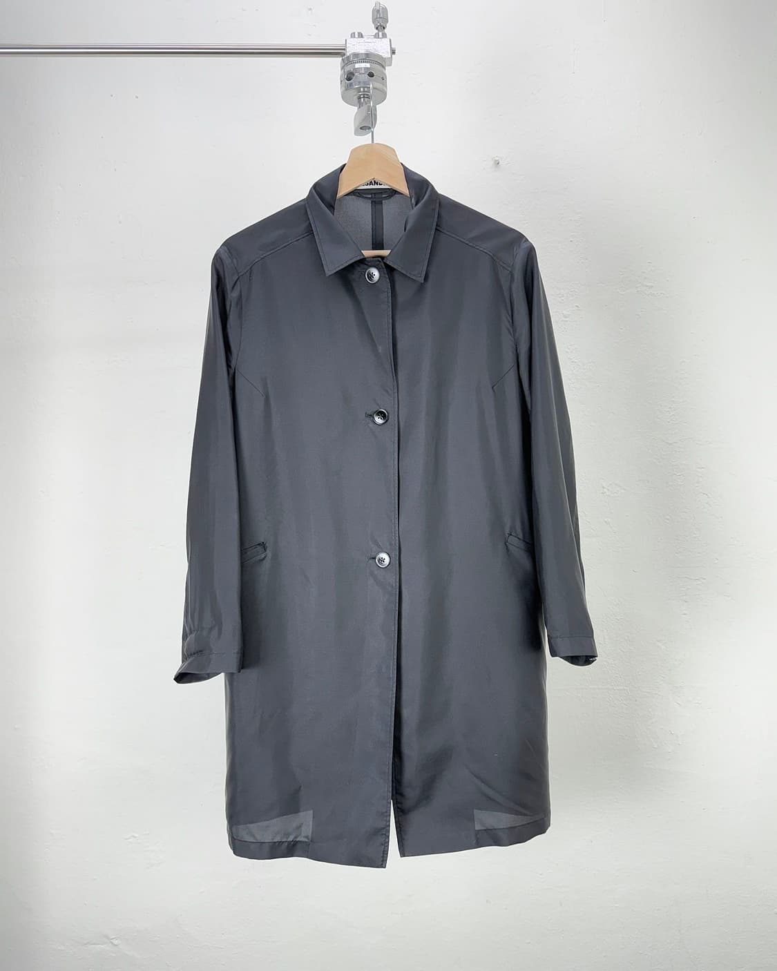 질샌더 블랙 리넨 싱글 브레스티드 버튼 맥 자켓 상품이미지1