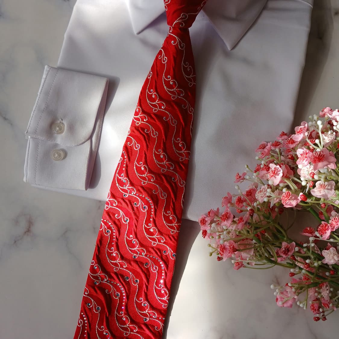 밀라숀 실크 레드 입체 패턴 넥타이 8.6cm A+등급 A19691
 상품이미지7