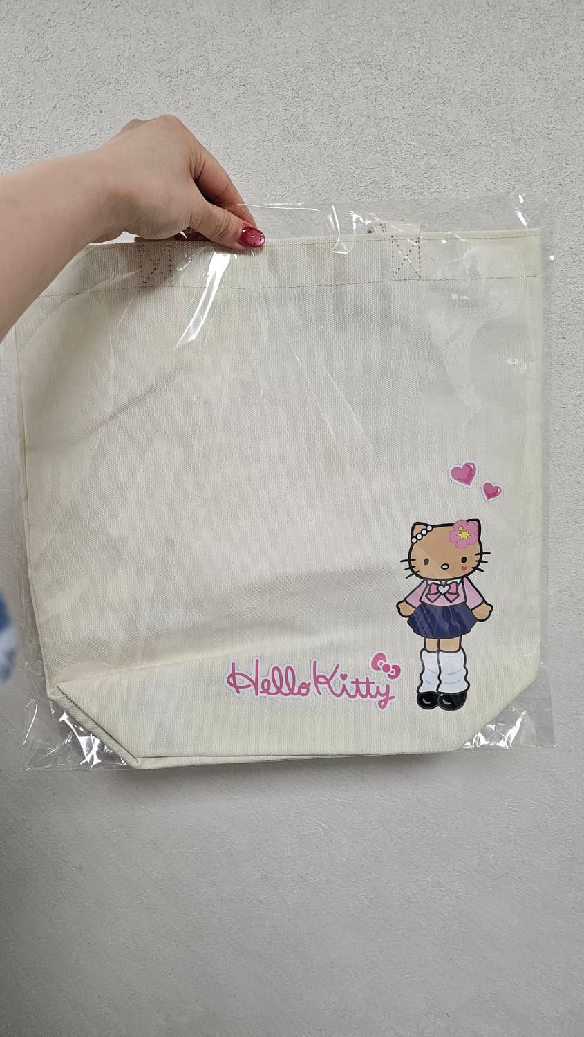 일본정품 롱다리 헬로키티 에코백 흰색 상품이미지1