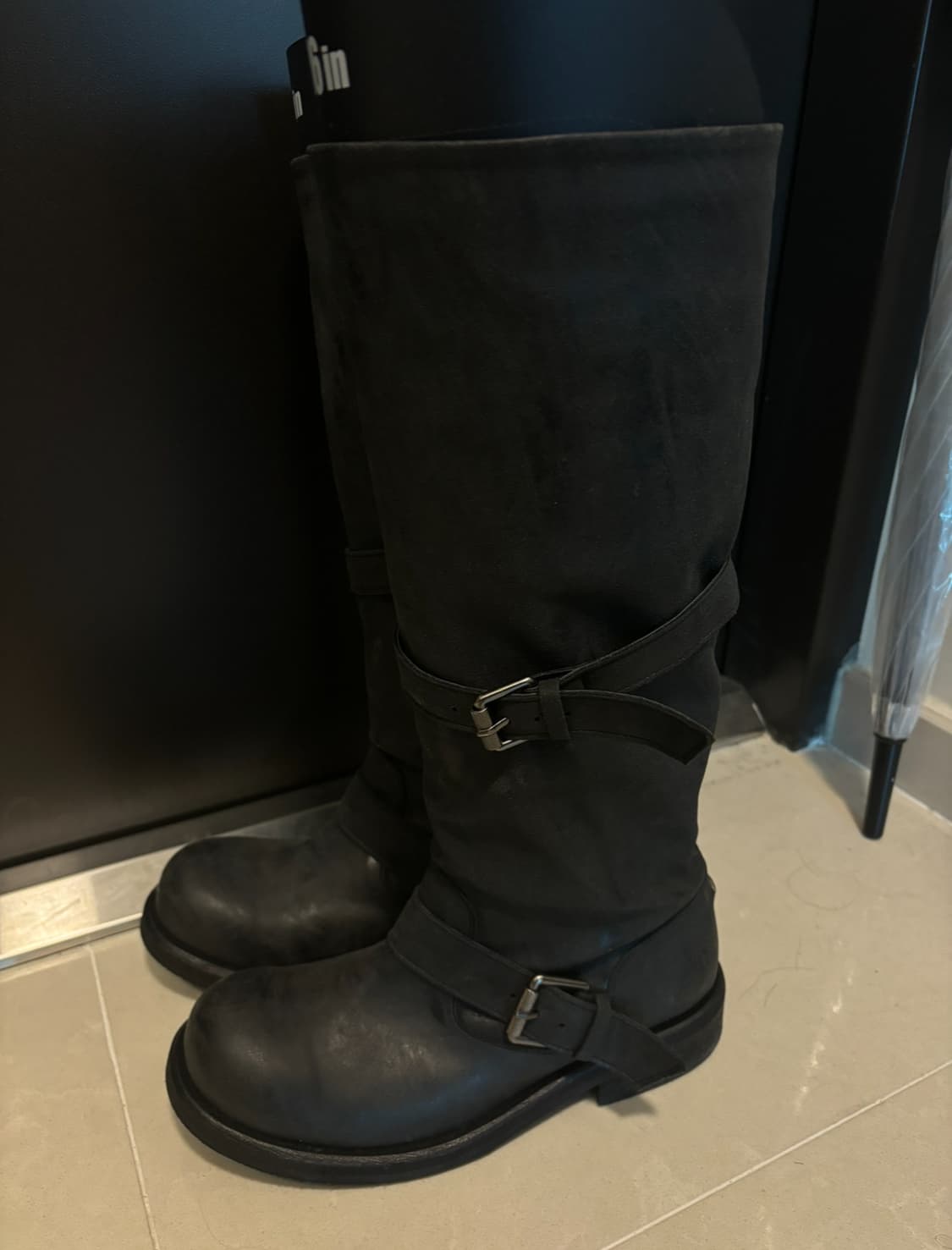 네거티브쓰리 Slouchy Long Boots - Washed Black 상품이미지2