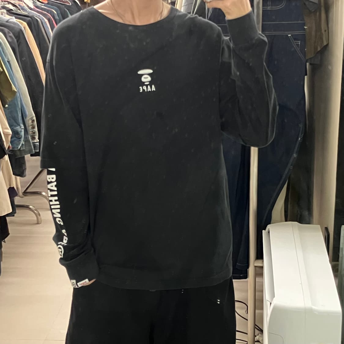 에이프 레이어드 블랙 스웨트셔츠 XL 상품이미지6