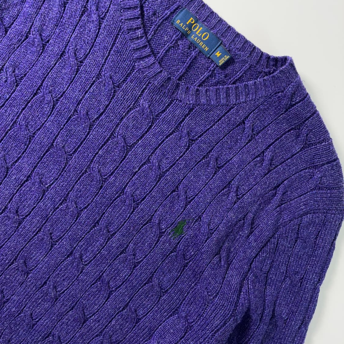 Polo  폴로 랄프로렌 자수 터사실크 퍼플 꽈배기 니트  상품이미지3