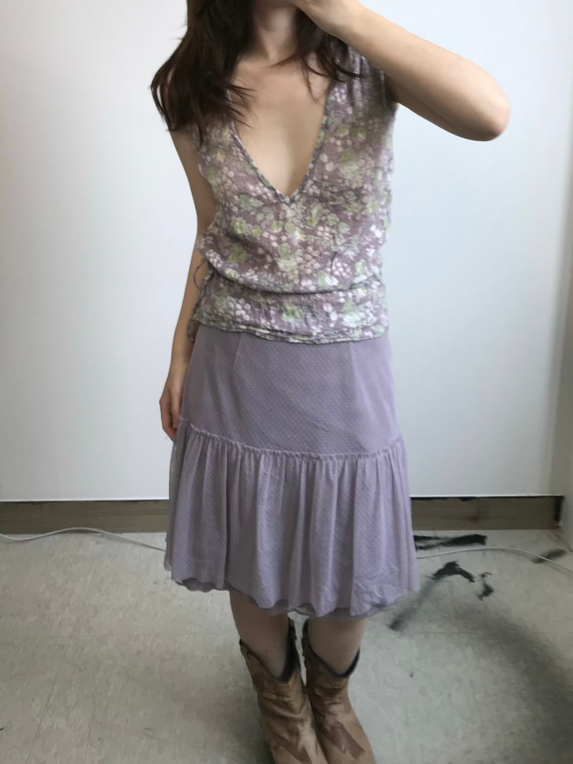 빈티지 도트 레이스 양면 스커트 상품이미지3