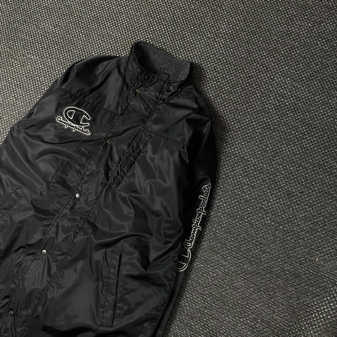 챔피온 블랙 빅로고 양털 돕바 롱 자켓 상품이미지5