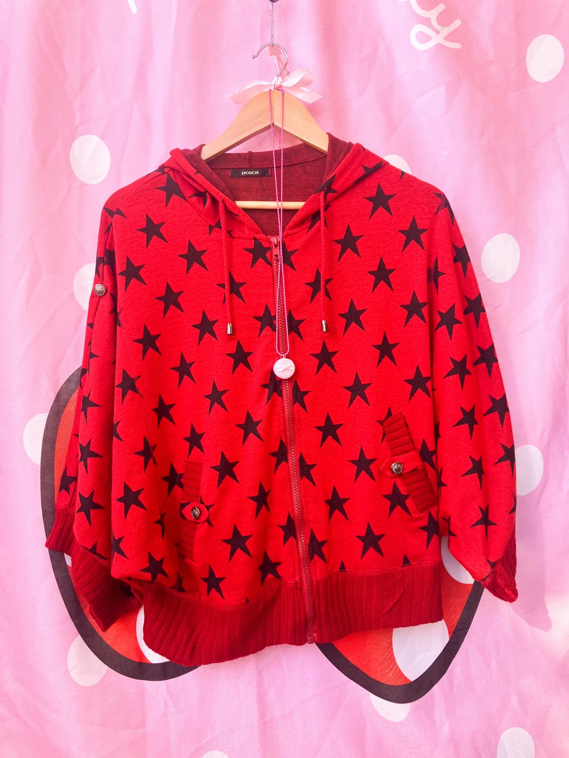 jpn 레드 별 케이프 집업 상품이미지1