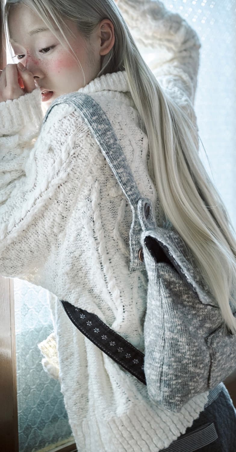 hugyourskin 허그유어스킨 니트 더플 백팩 그레이 상품이미지3