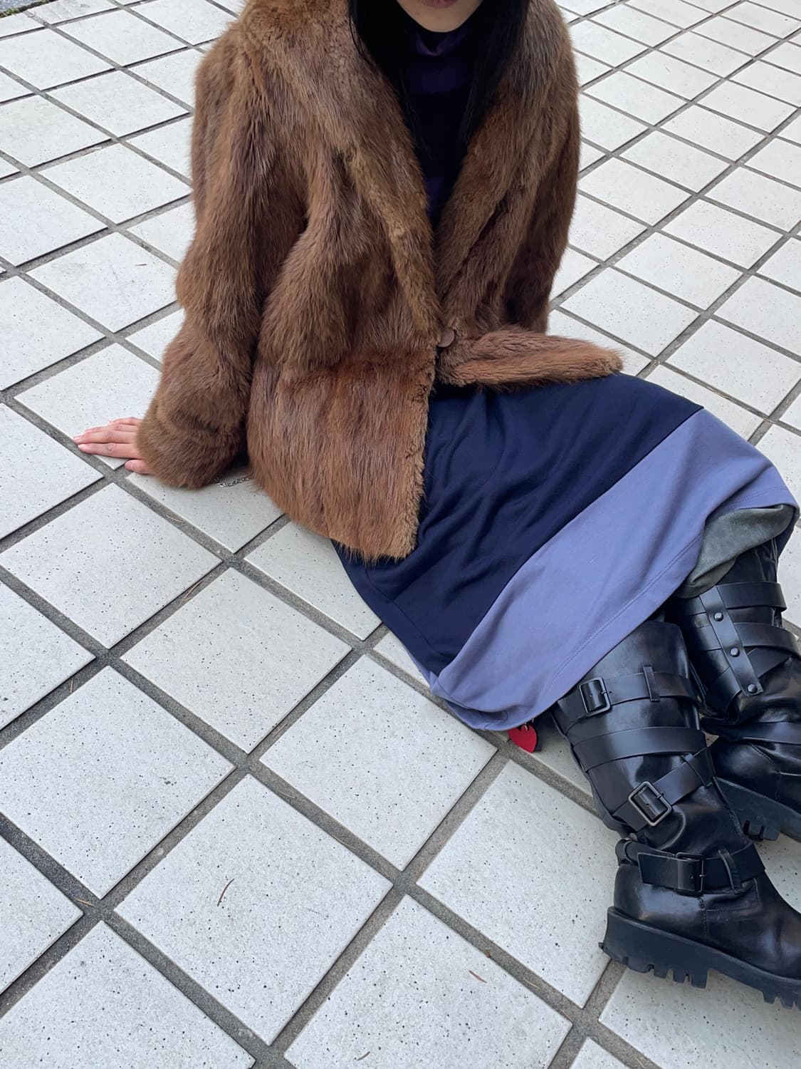 Classic brown plush fur coat 상품이미지2