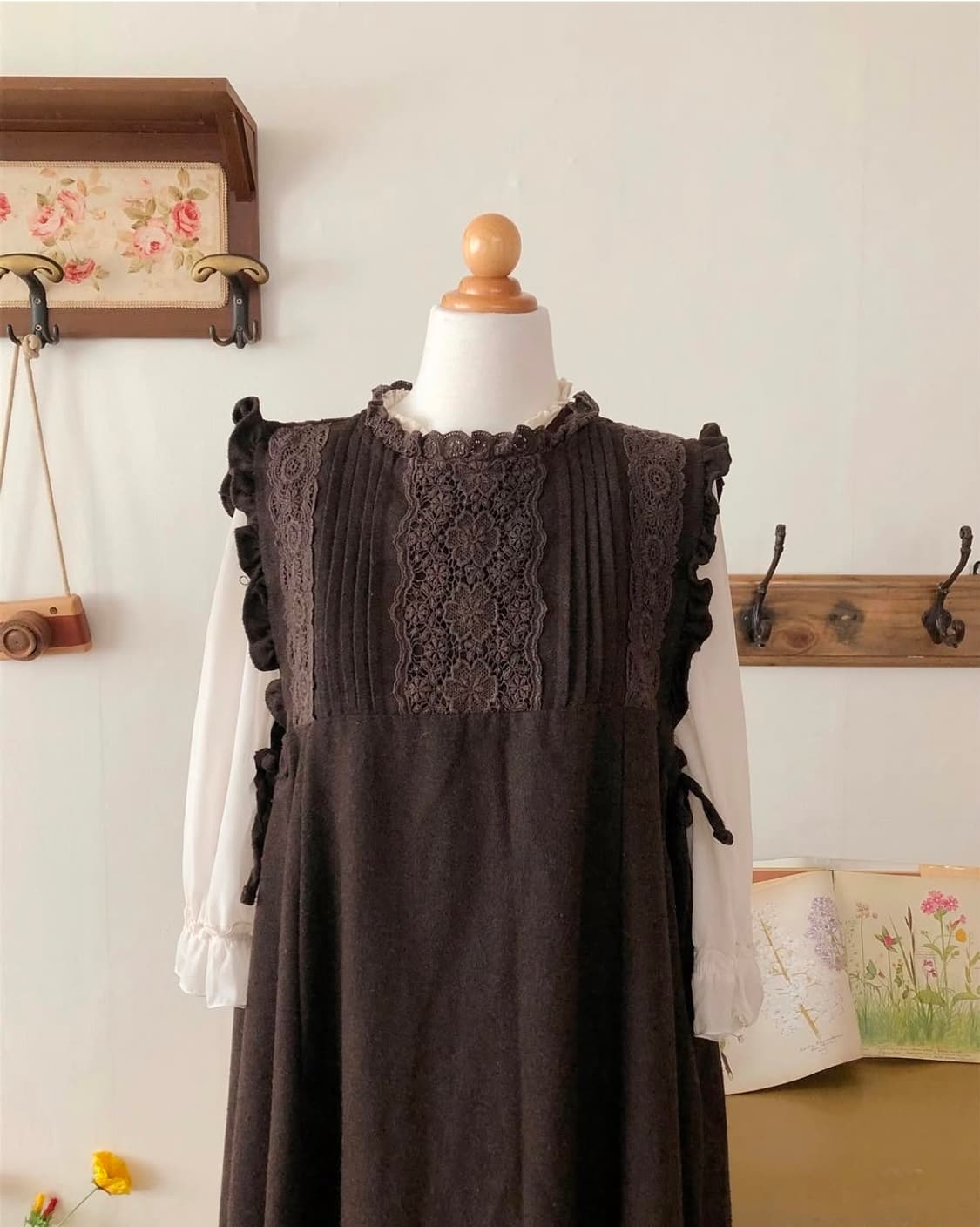 빈티지 유럽 슬리브리스 원피스 상품이미지2