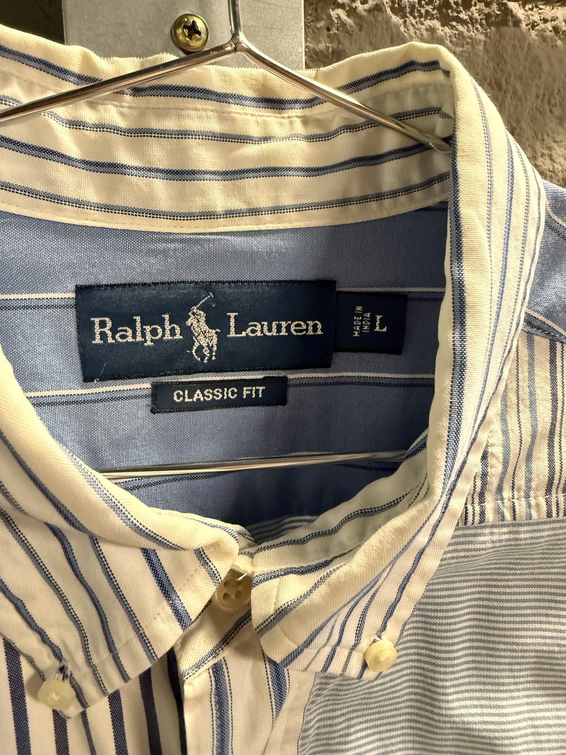 폴로 랄프로렌 패치워크 스트라이프 셔츠 블루 L 상품이미지4