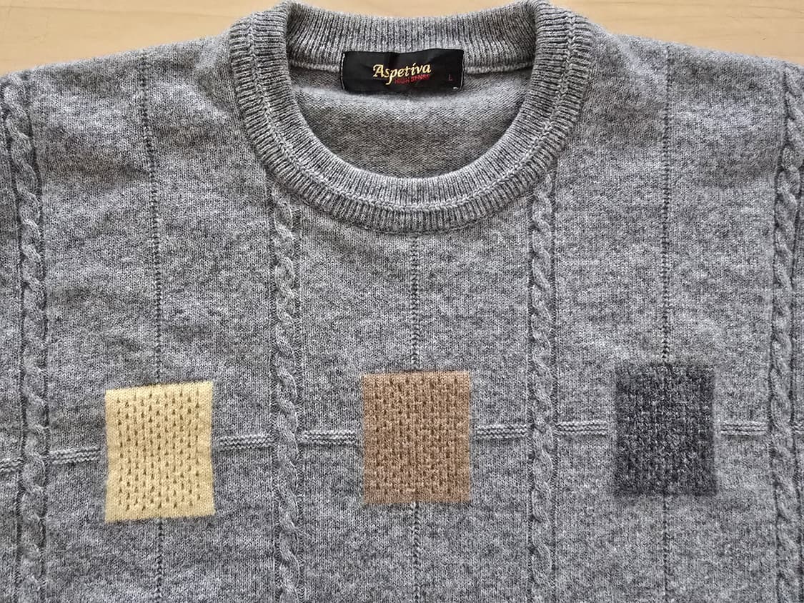 그레이 사각 패치워크 울캐시미어  케이블 니트 상품이미지2