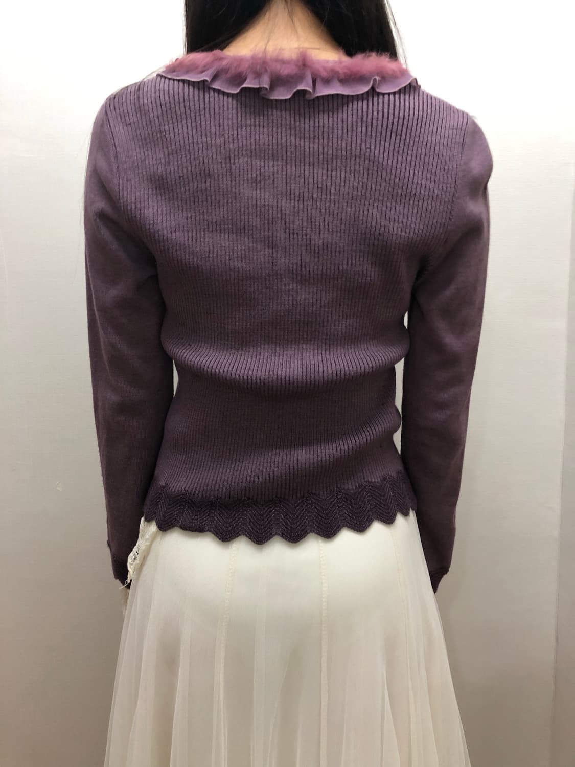 빈티지 퍼플 플라워 니트 가디건 상품이미지9