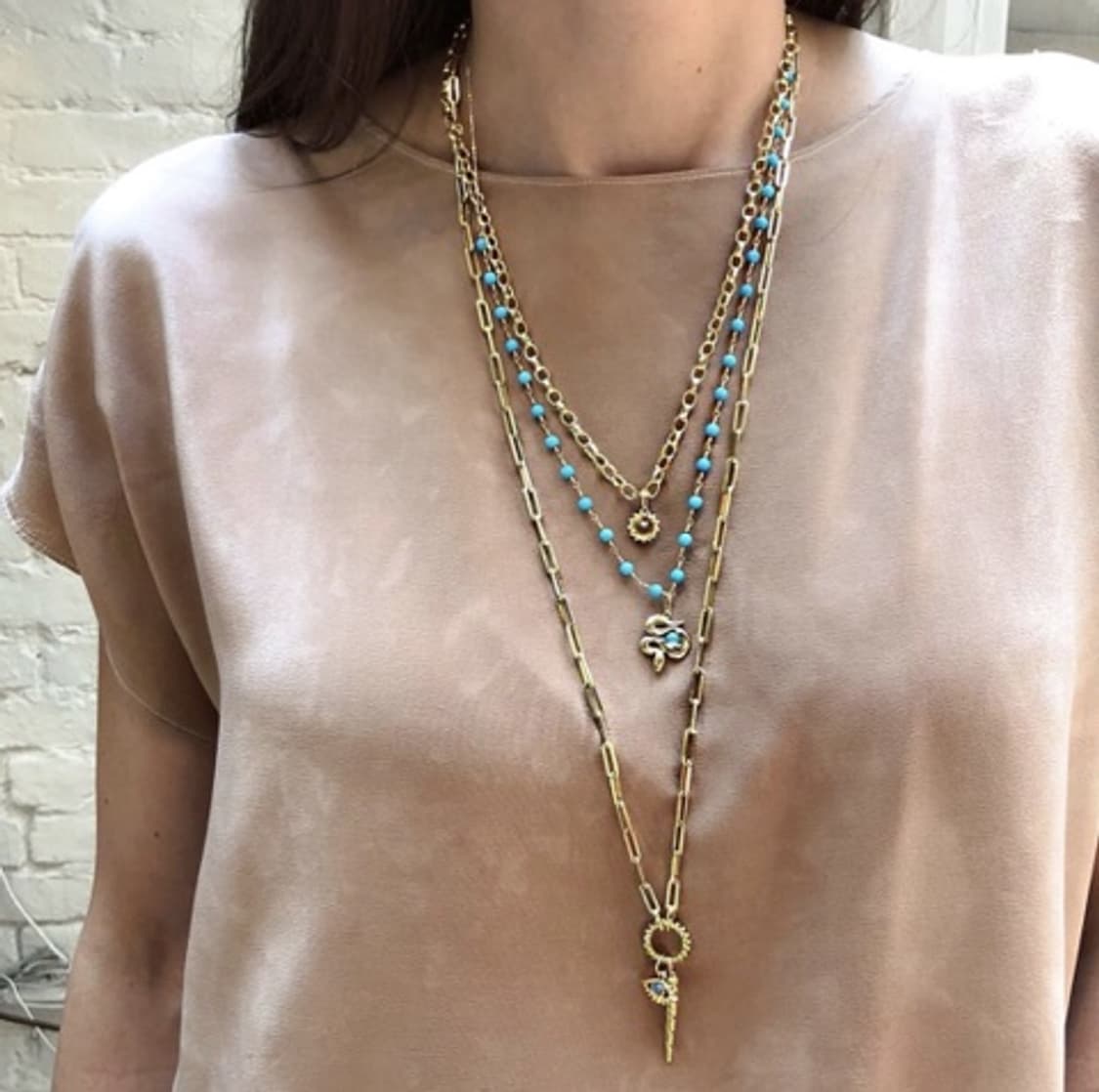 소윰 원석 비즈 목걸이(터키석) 상품이미지6