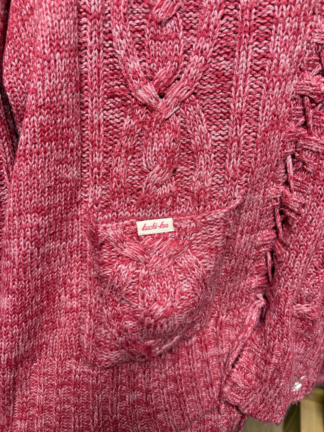 일본빈티지 핑크 꽈배기 니트 상품이미지4