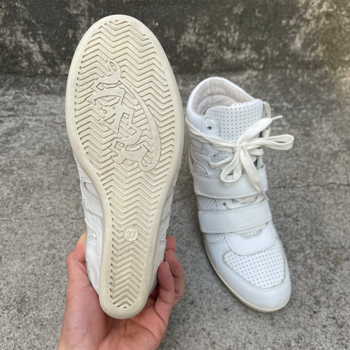 [37] ASH 화이트 레더 웨지힐 스니커즈 (240) 상품이미지6