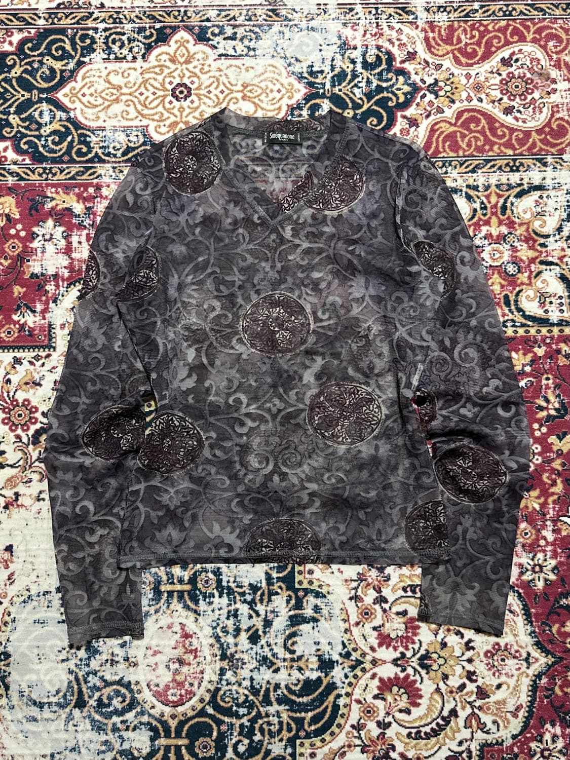 시스루 오리엔탈 브이넥 롱슬리브 상품이미지1