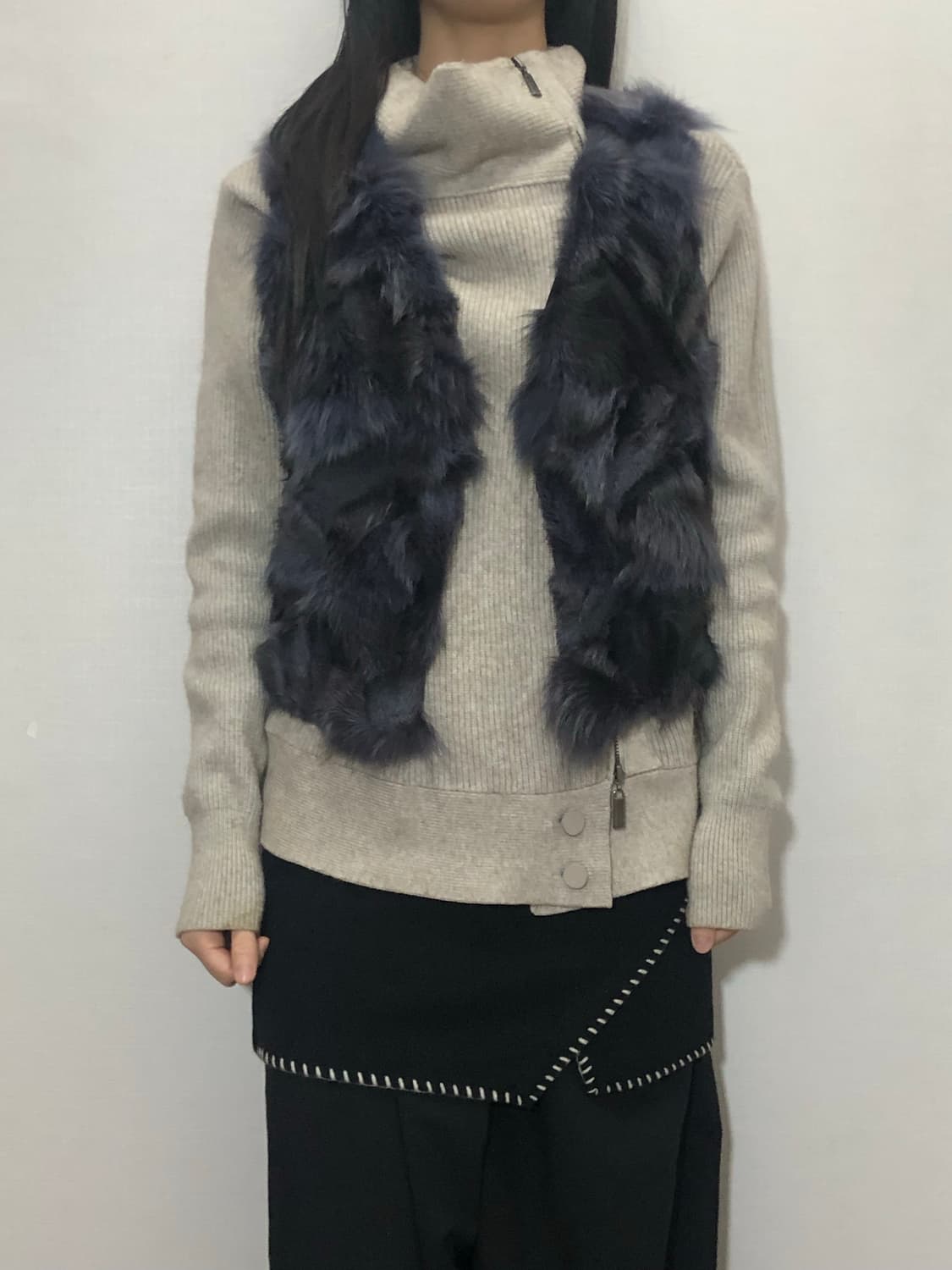 빈티지 퍼플 래빗 퍼 베스트 상품이미지5