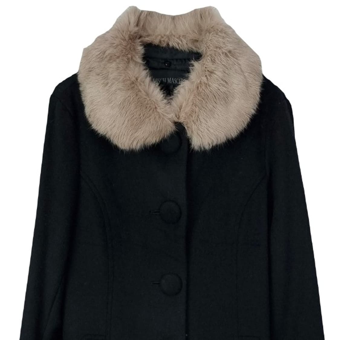 [일본빈티지](새상품) 카라 퍼 앙고라 혼방 모직 코트 블랙 M17050 상품이미지4