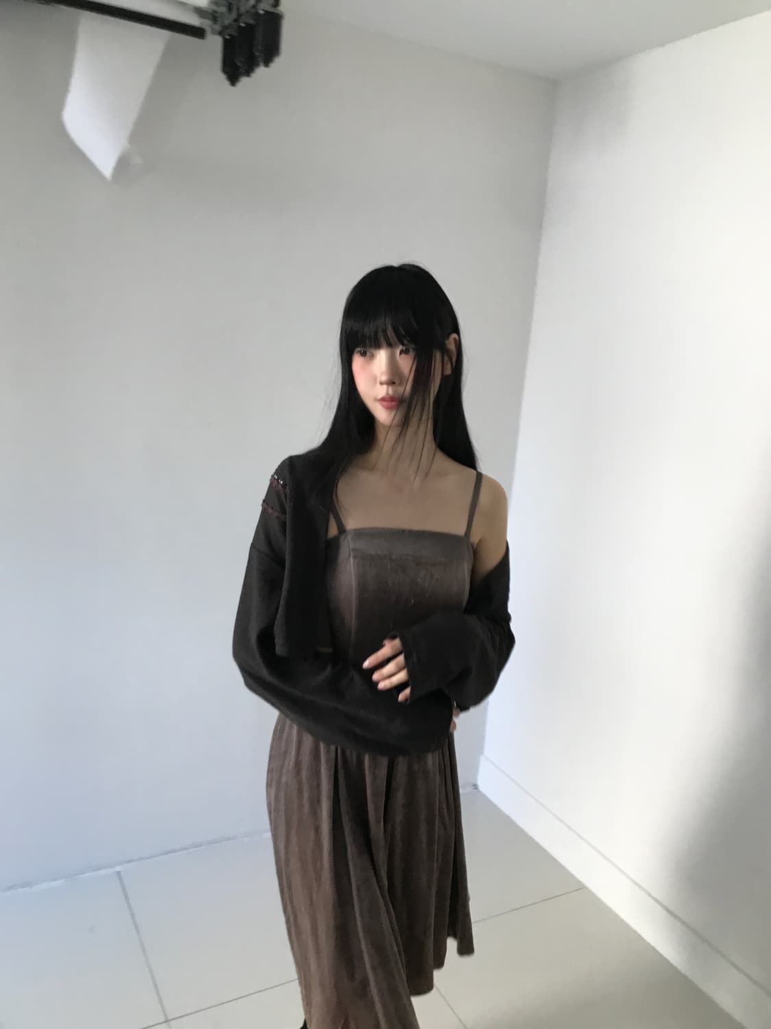 Velvet brown slip dress 상품이미지9