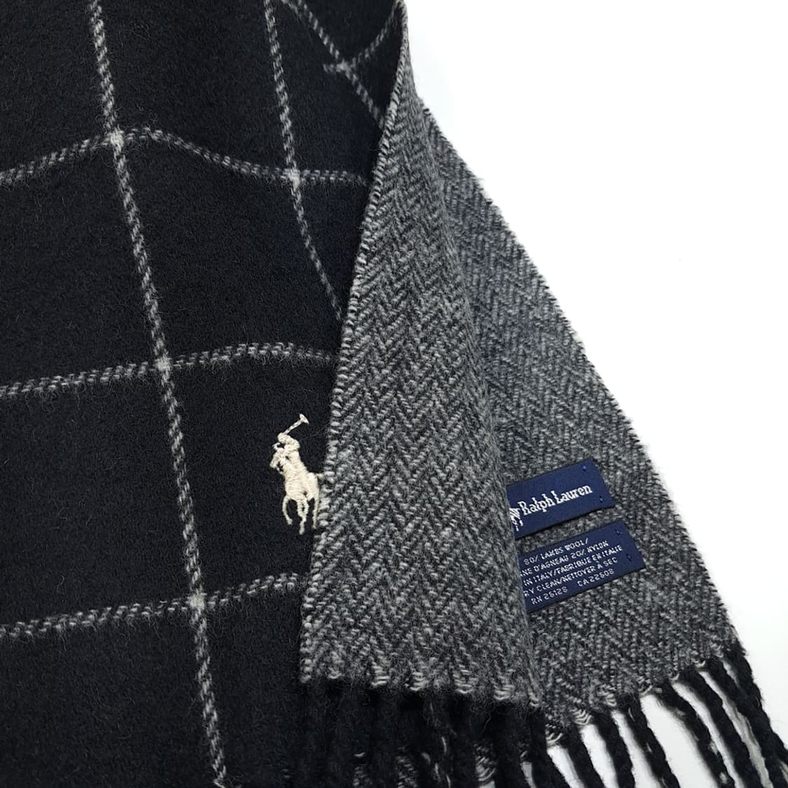 MX459 폴로 블랙 윈도우페인 헤링본 머플러 목도리 상품이미지6