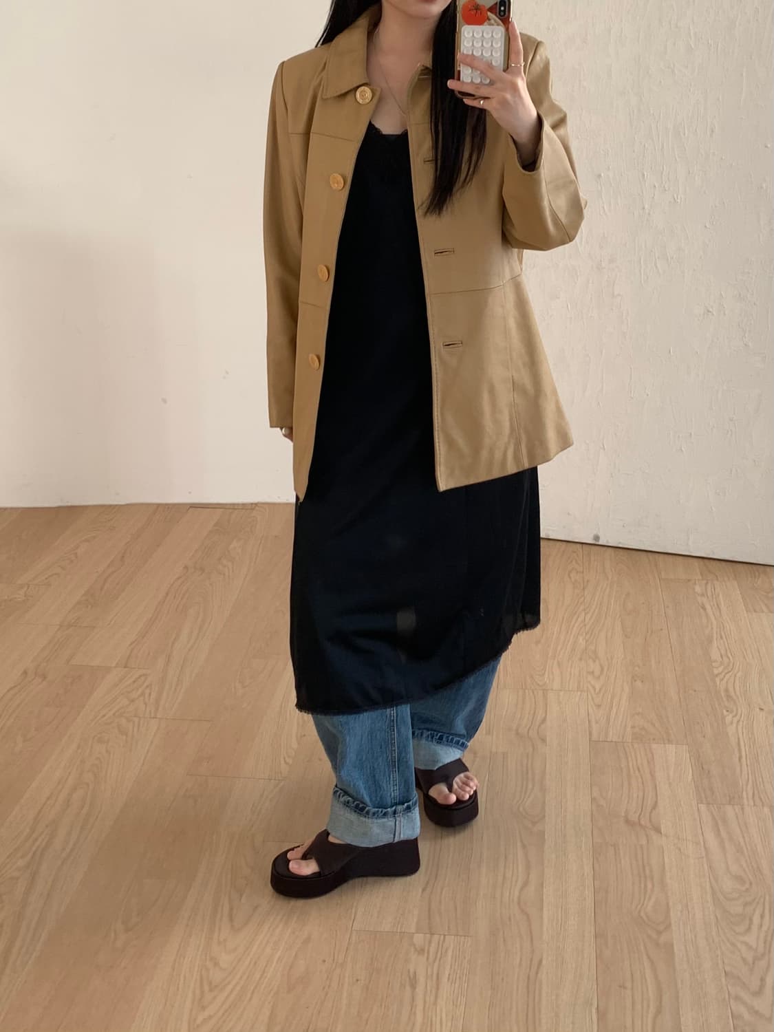 Beige lamb Leather JK 상품이미지7