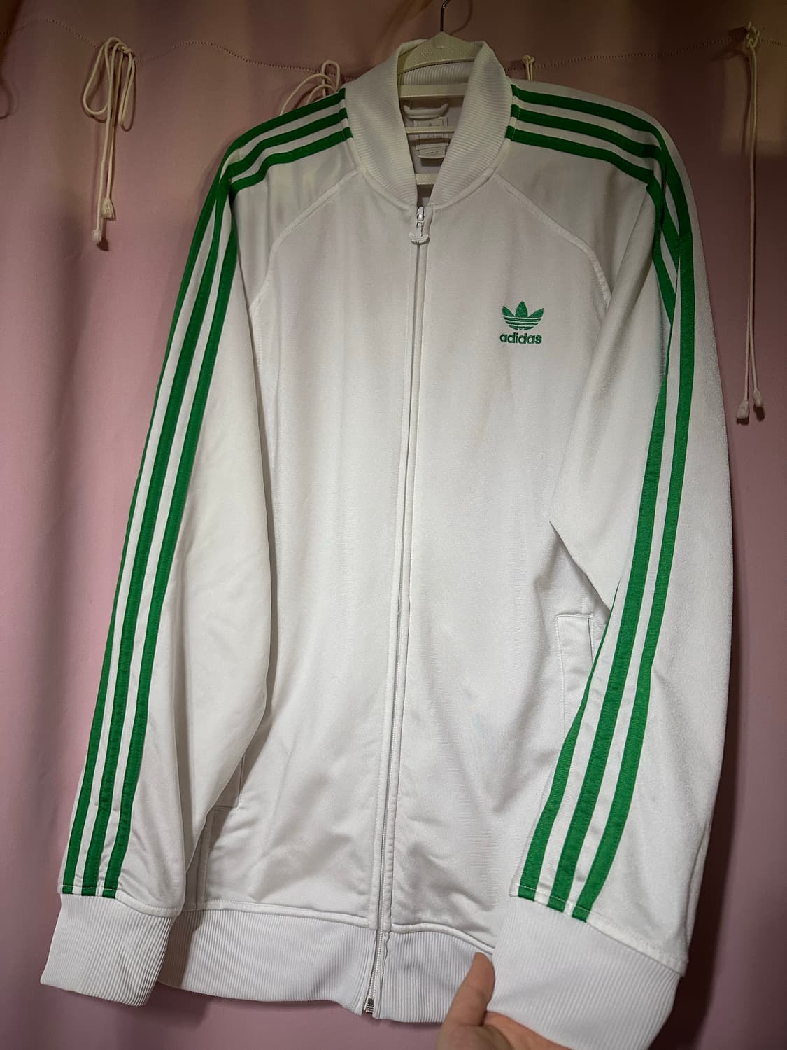 아디다스져지 아디다스 화이트 그린 불꽃져지 아디다스 흰초 트랙탑 대장 상품이미지1
