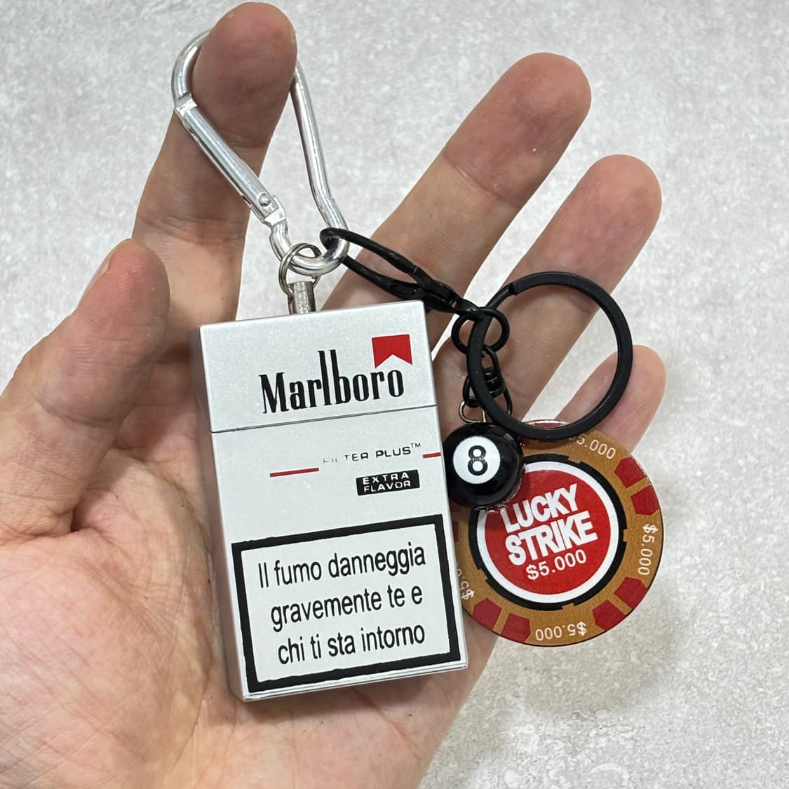 Oribell 말보루 재떨이 스틸 케이스 럭키스트라이크 칩 키링 열쇠고리 상품이미지2