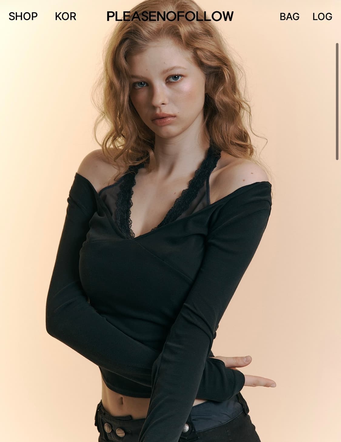 플리즈 노 팔로우 아멜리아 레이스 홀터 롱 슬리브 탑 상품이미지1