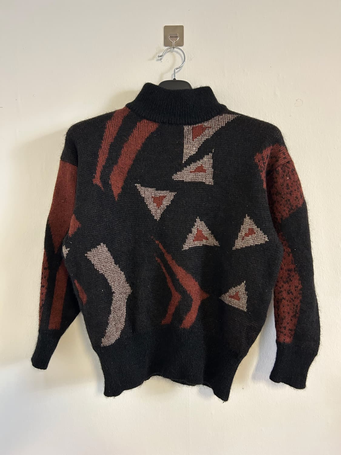 T179 90s Junko Koshino 하이넥 자카드 니트 스웨터 M 상품이미지1