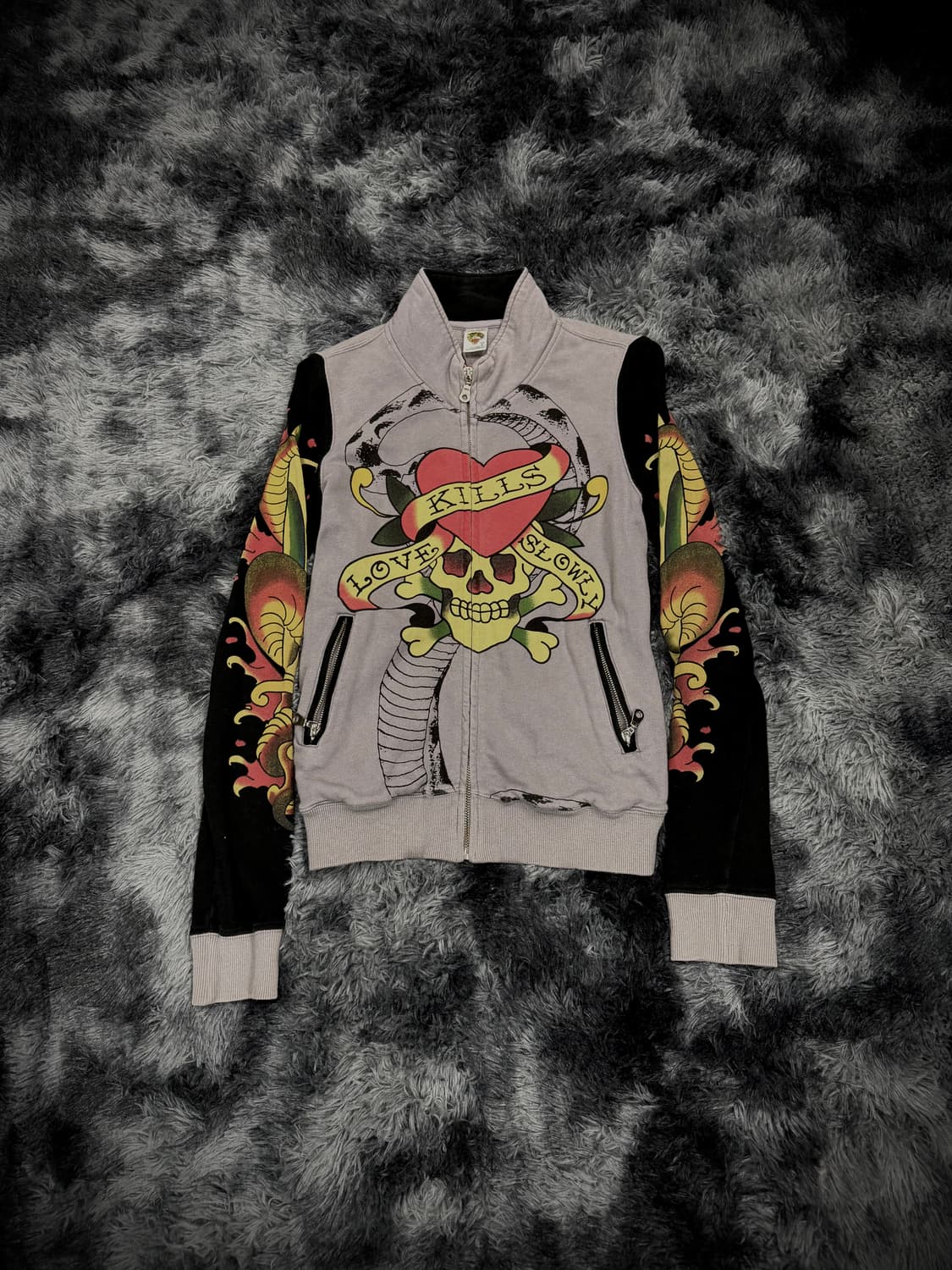 Ed Hardy 올드스쿨 그래픽 스웻 집업 상품이미지1