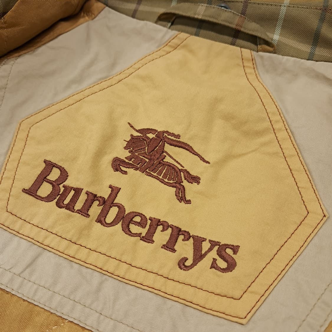 CL868 L 버버리 90s 영국판 올리브타탄체크 하프코트 자켓 상품이미지3
