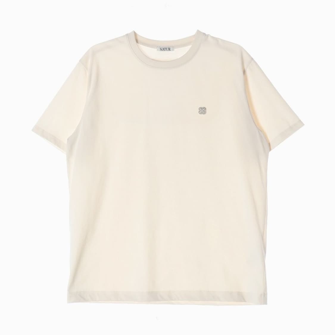 SATUR 로고 자수 크림 반팔 티셔츠 상품이미지1