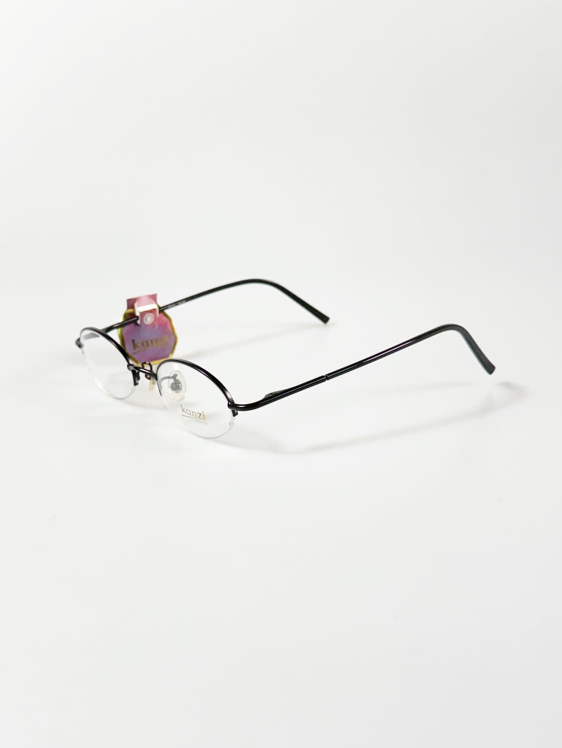 KANZI FASHION 블랙 오벌 반무테 메탈 빈티지 안경 상품이미지3