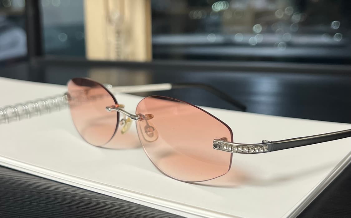 y2k 무테 틴트 안경 큐빅 핑크  상품이미지7