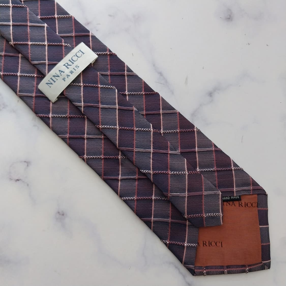 니나리치 실크 퍼플 체크 넥타이 9.5cm A+등급 K2212
 상품이미지8