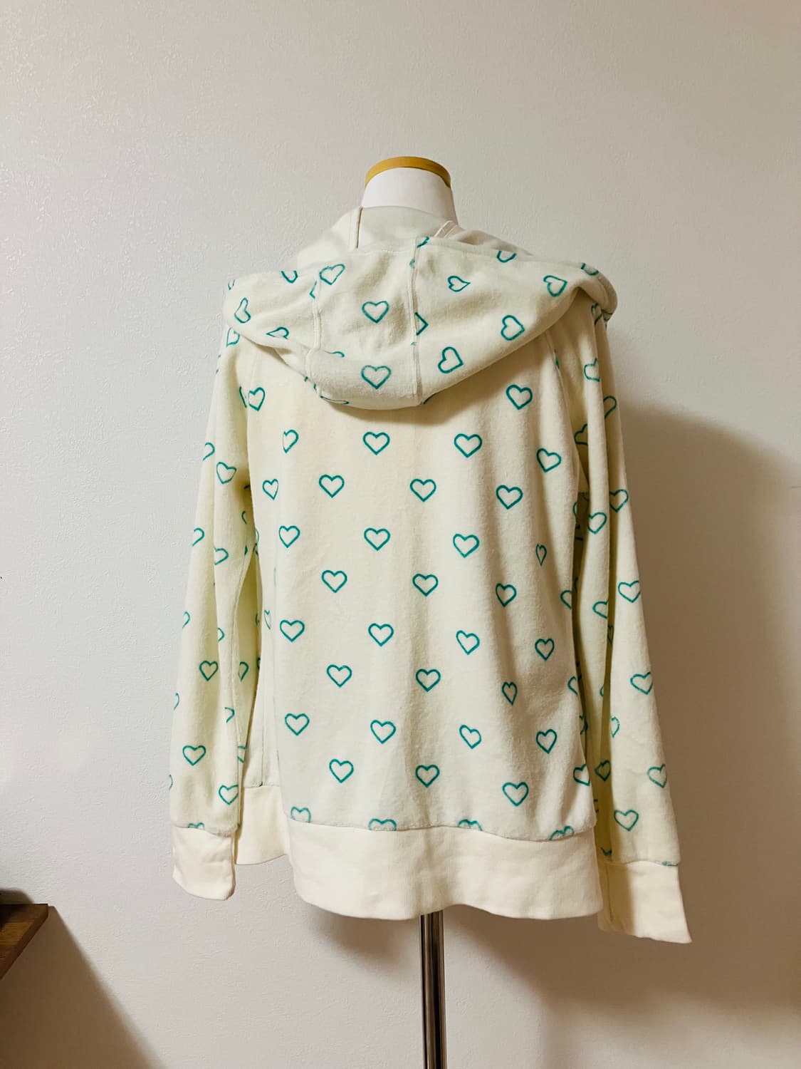 하트패턴 테리 트레이닝복 세트 후드집업 반바지 갸루 y2k 상품이미지2