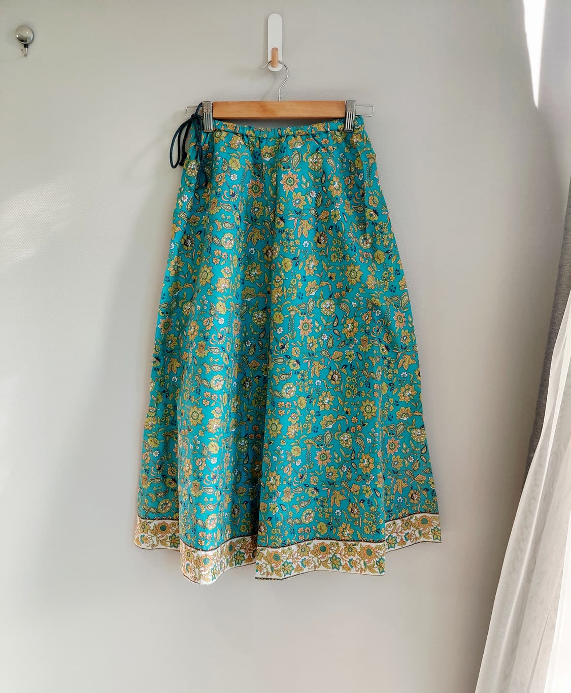 터키블루 빈티지 플라워 스커트 상품이미지1