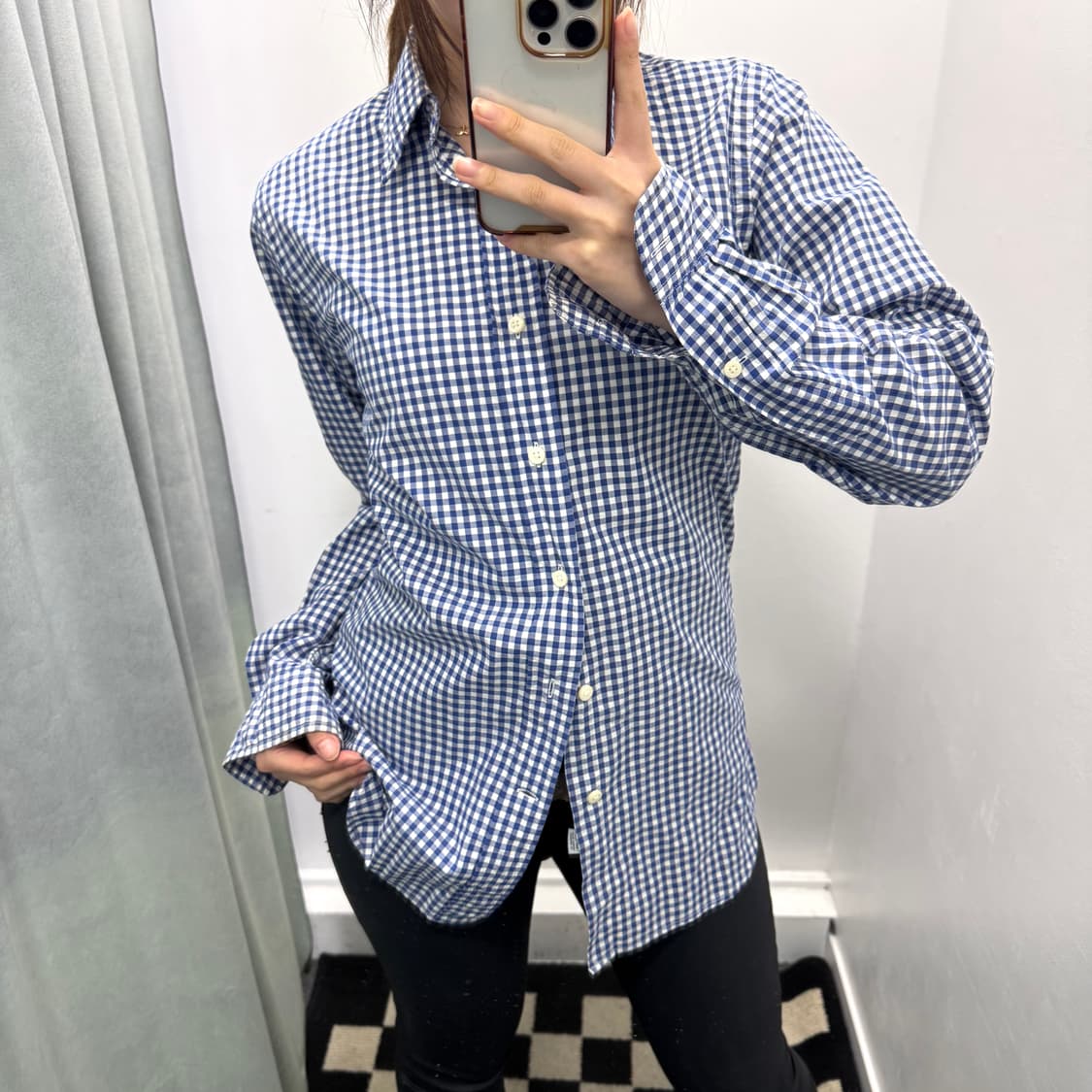 랄프로렌 블루 체크 커스텀핏 셔츠 상품이미지1
