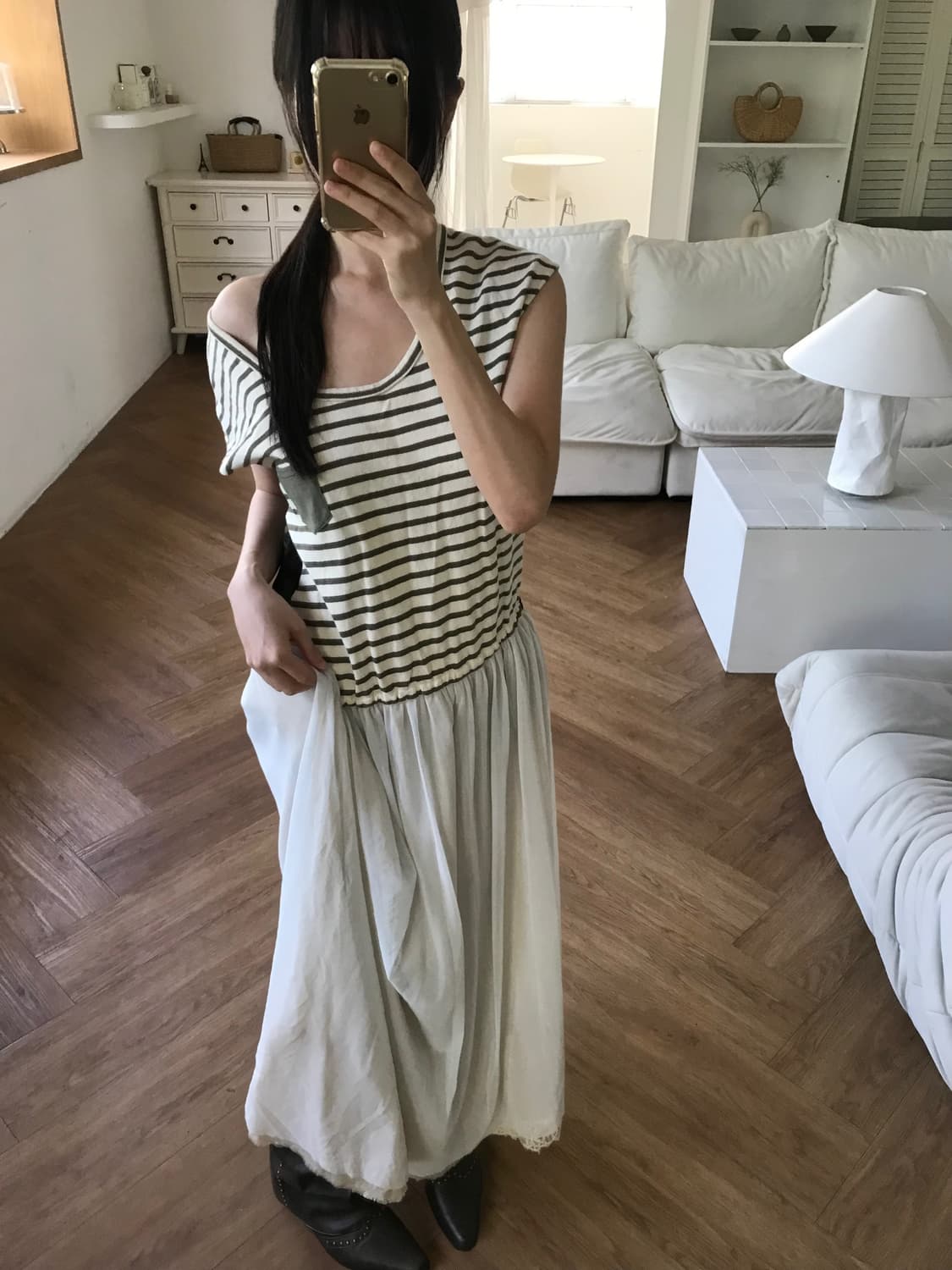 vintage stripe pattern sha one-piece 상품이미지2