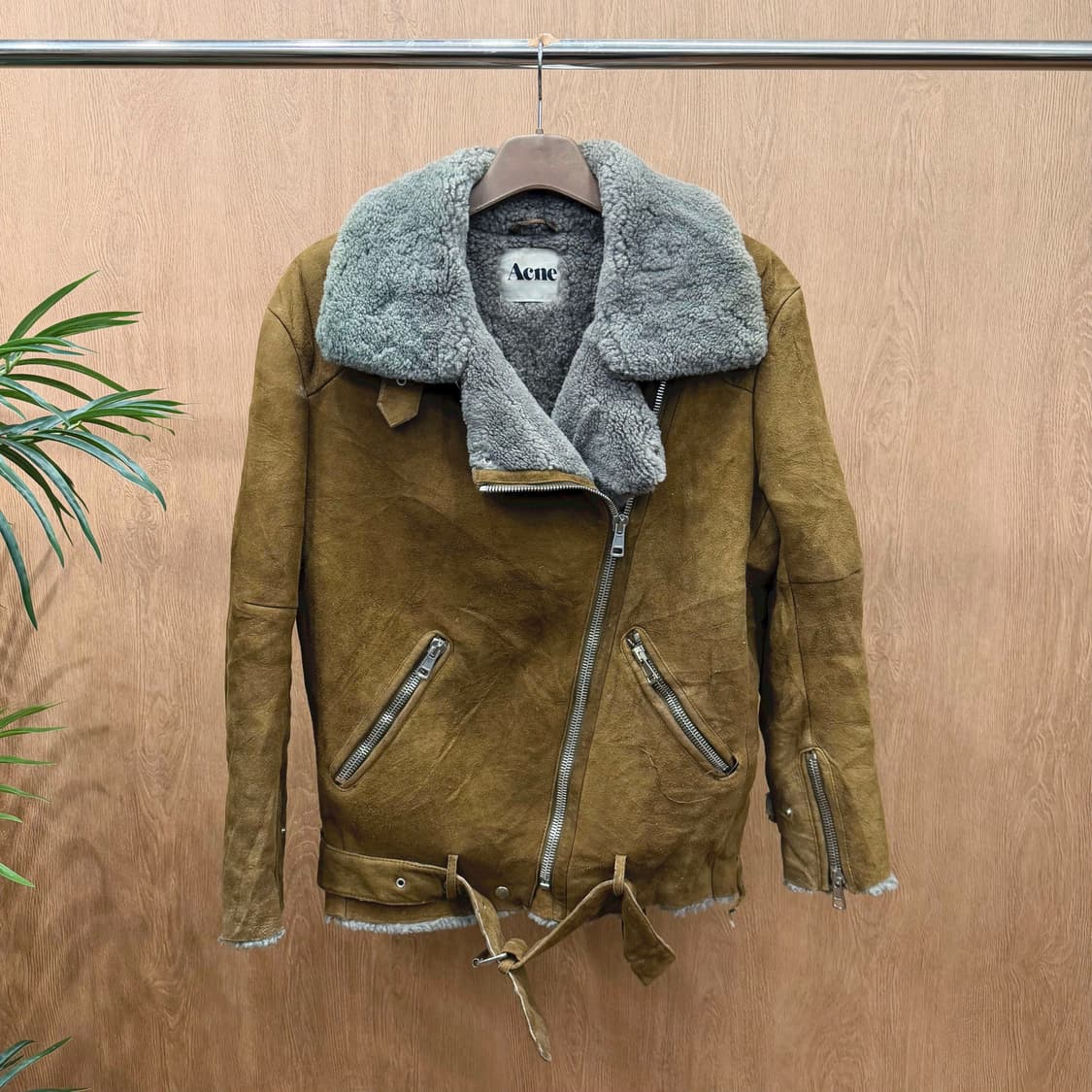 아크네 스튜디오 무스탕 자켓 램 시어링 퍼 트리밍 디테일 브라운 상품이미지1