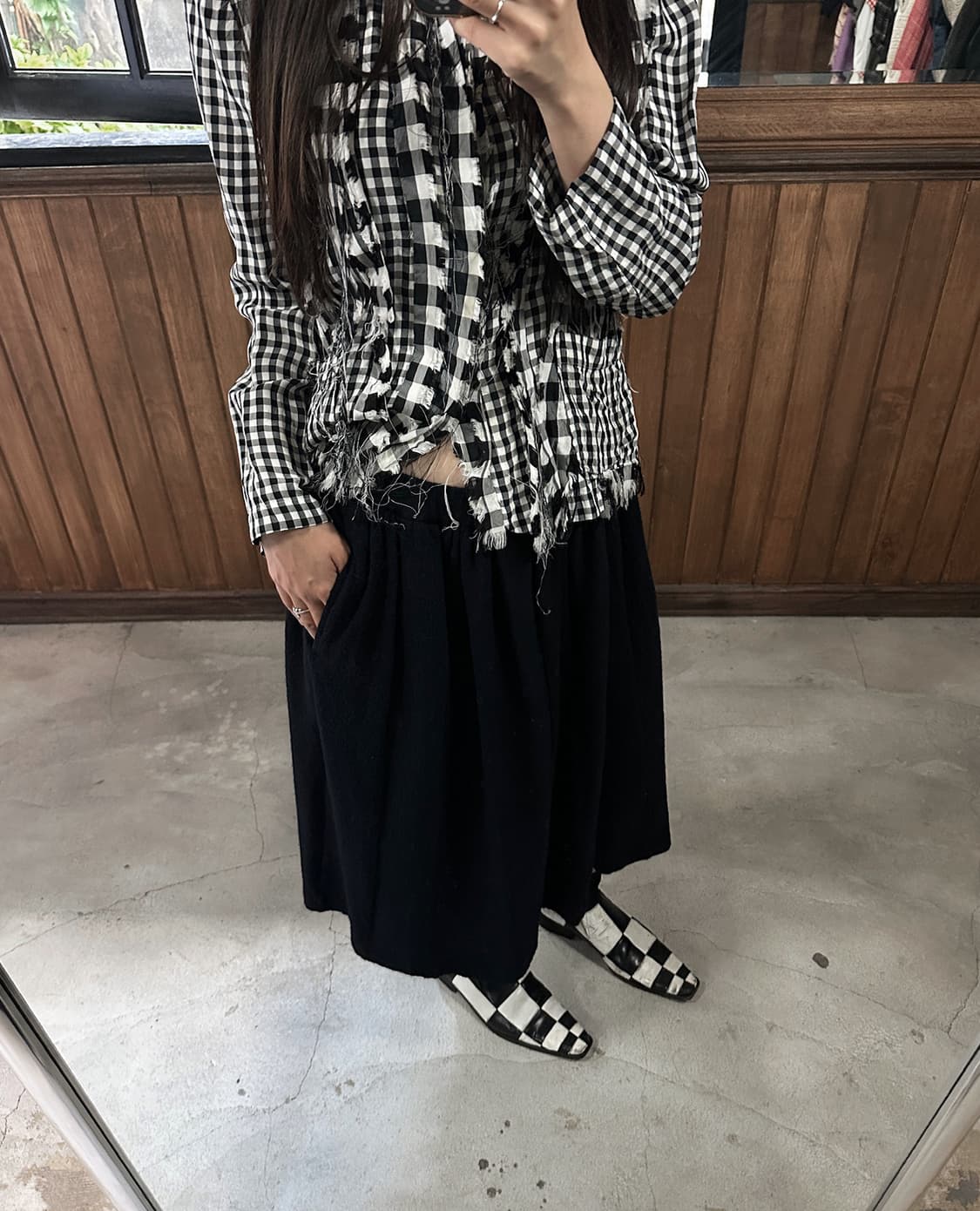 COMME DES GARCONS navy wool skirt 상품이미지1