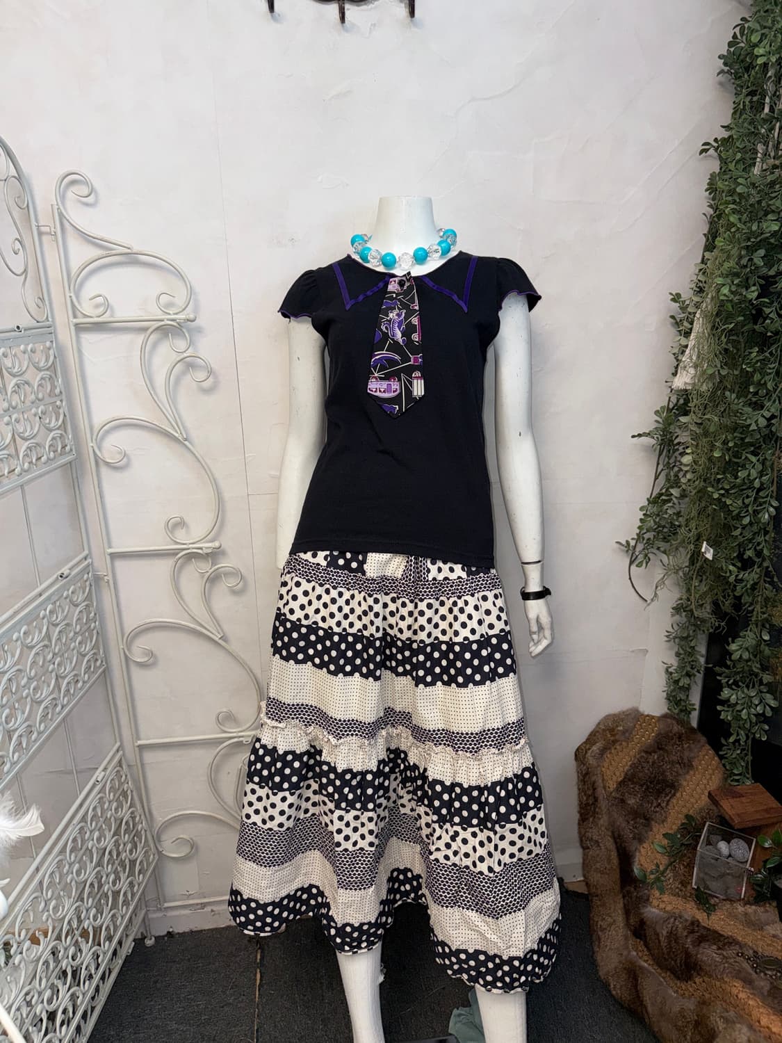 Anna Sui black purple kitsch tie half t  상품이미지8