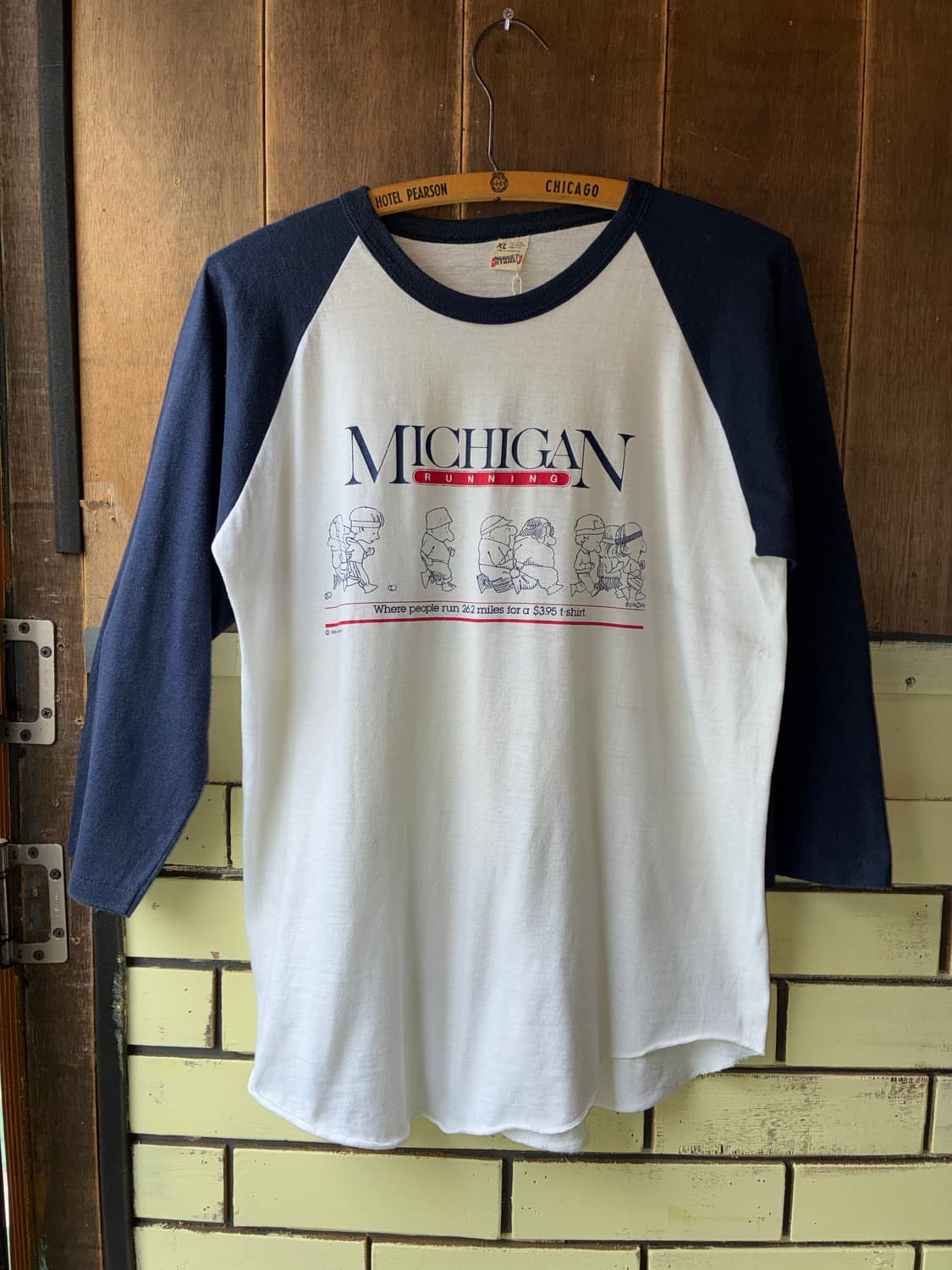 80s Michigan Running Raglan Tee USA 상품이미지1