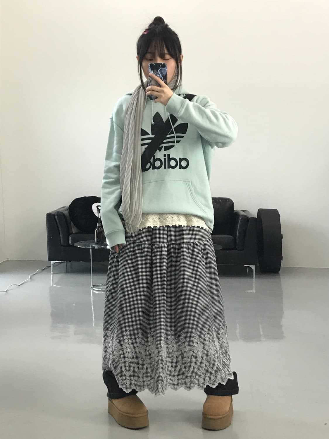Jpn Poly Checked Long Skirts 상품이미지3