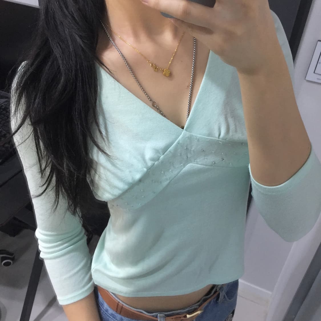 하구미 오네갸루 핫픽스 브이넥 7부 티셔츠 상품이미지4