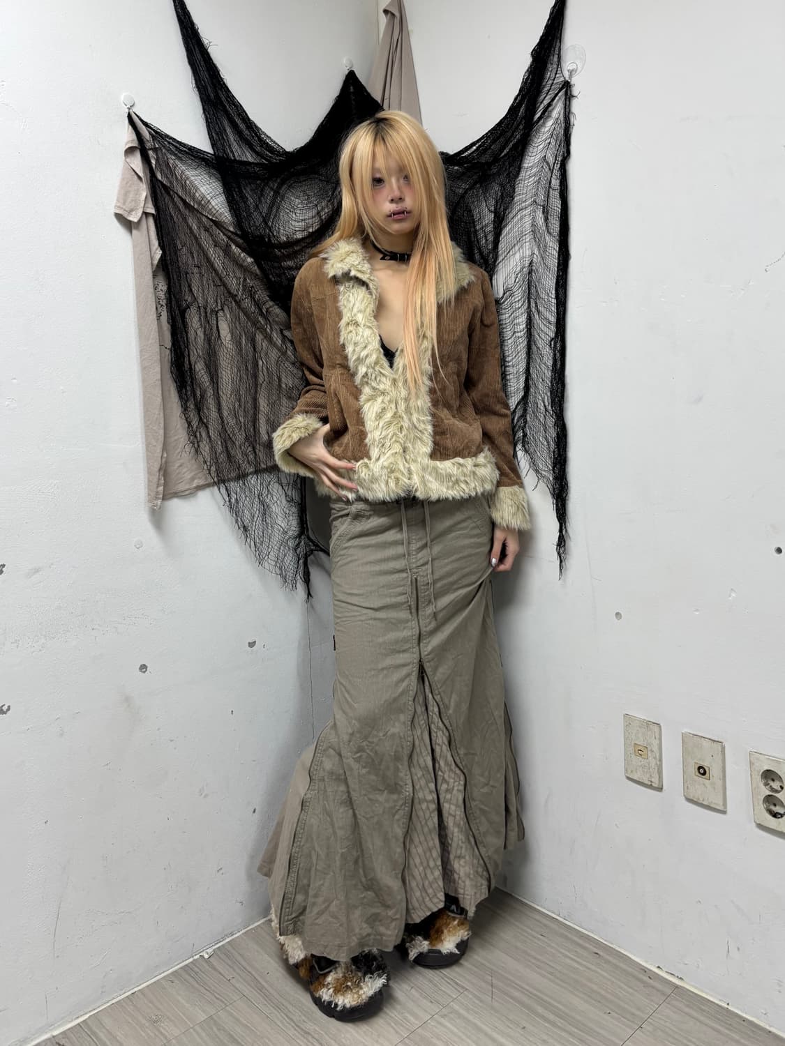 Pinterest Mood Fur Trimming Brown Jacket 상품이미지2