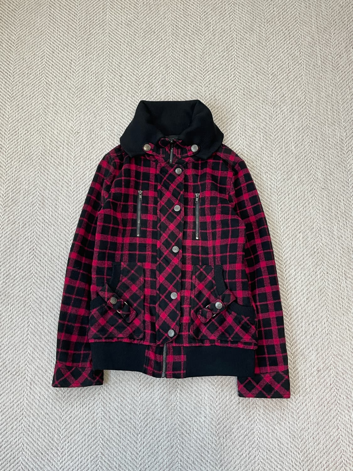 빈티지 체크 패턴 블루종 자켓 goa y2k J03663 상품이미지1