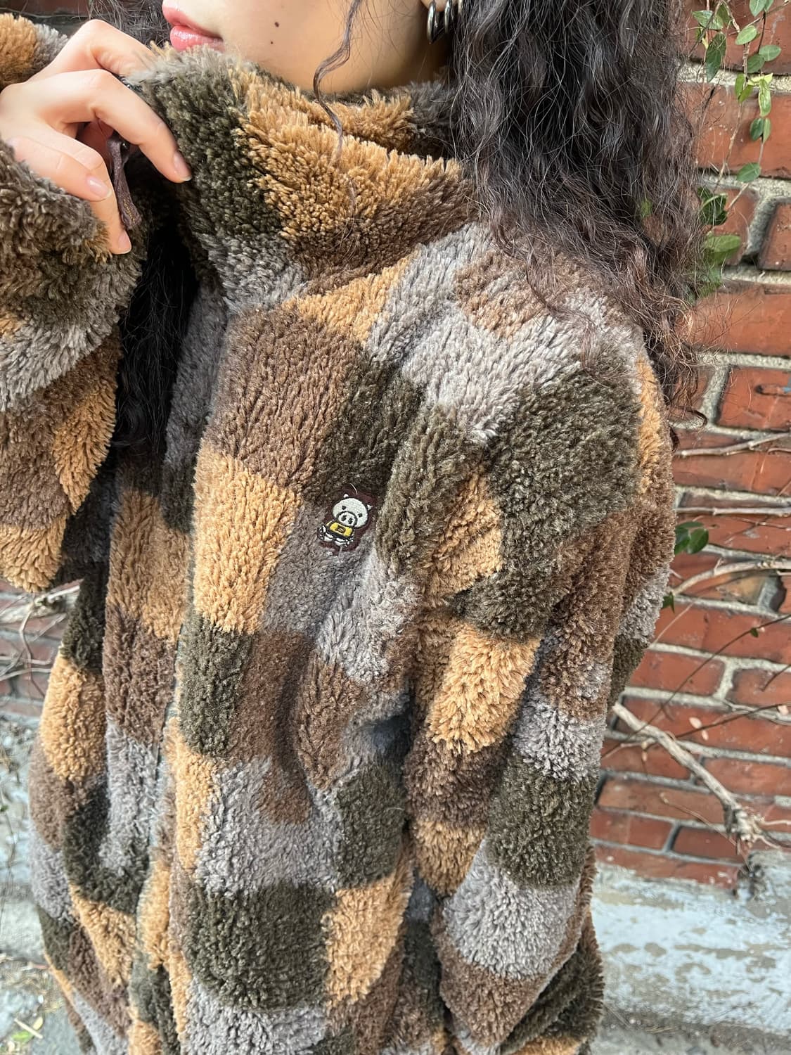 drugstores 체크 패턴 플리스 집업 아우터 상품이미지2