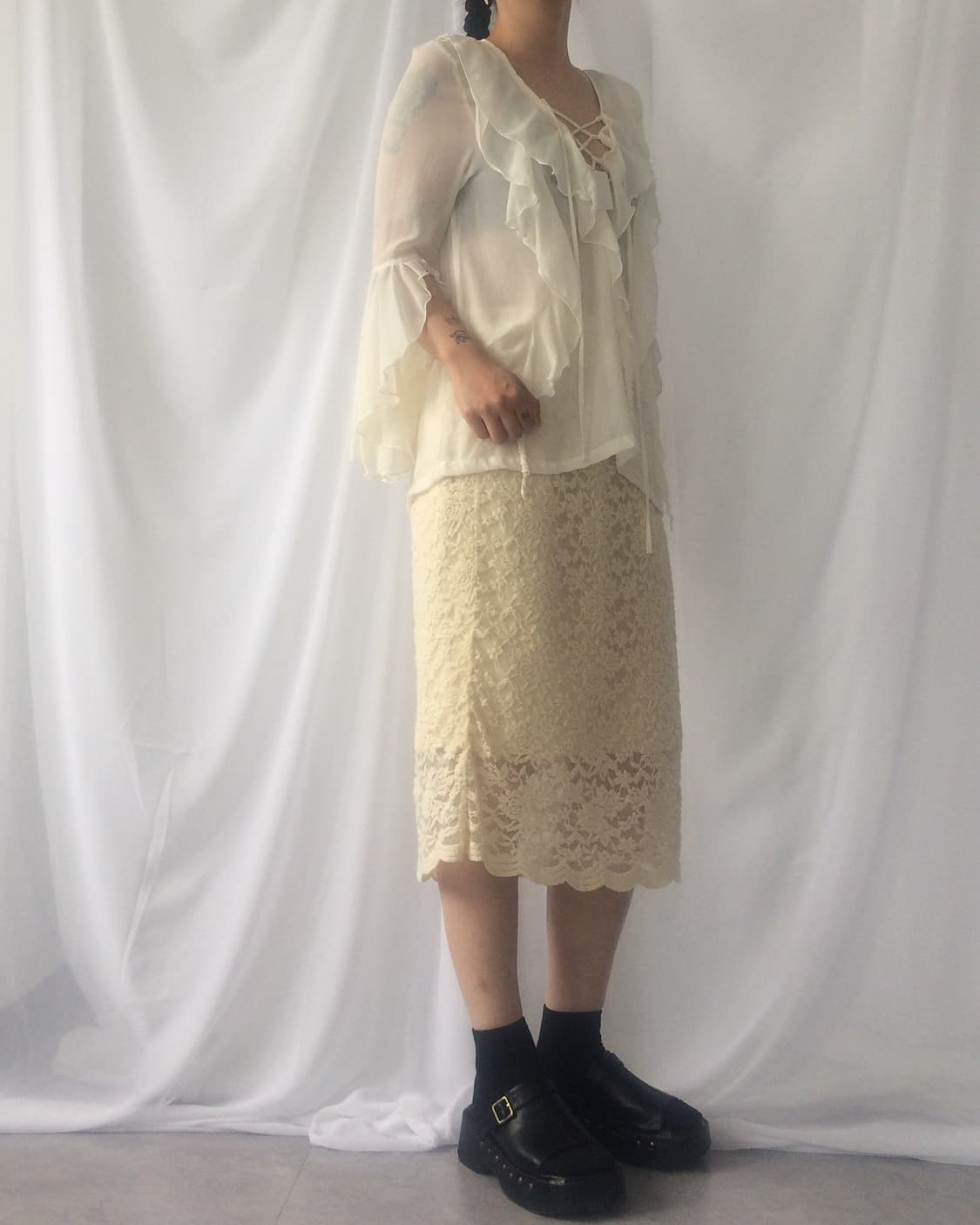 Flower pattern midi skirt 상품이미지5